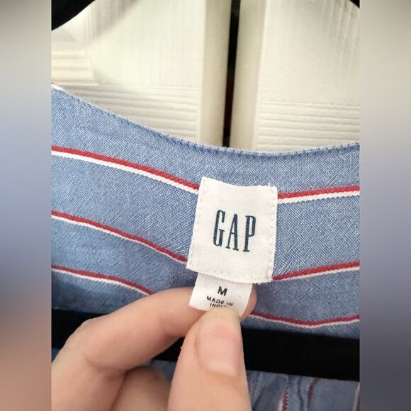 GAP Blue Stripe Long Sleeve Red White & Blue 100% Cotton Blouse Top Size Medium - Picture 3 of 5